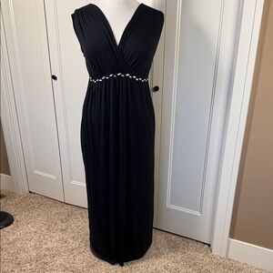 Soprano Black Maxi Dress with White Accents